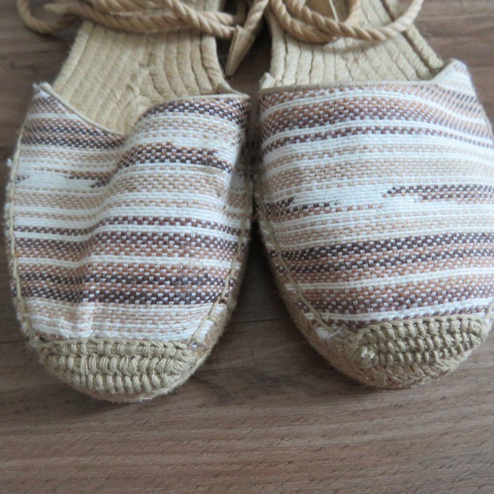 UGG Libbi Serape Leather Woven Espadrilles Flat Shoes in Beige Cream - Size US 8 - Picture 4 of 14